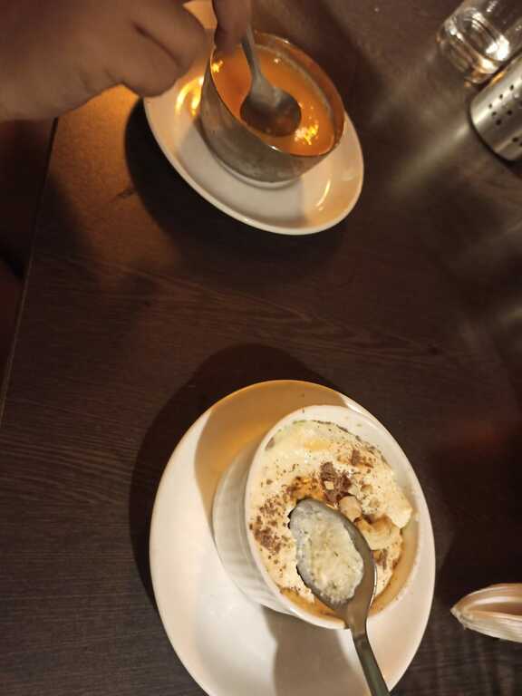 Filter coffee tiramisu and panna cotta