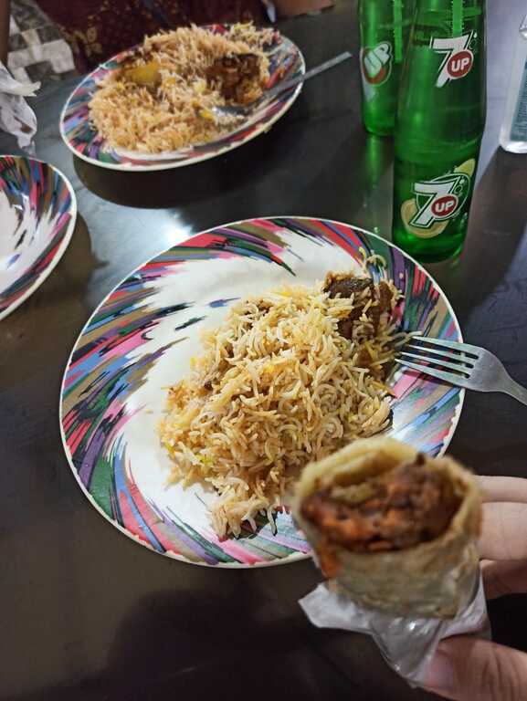 Beef roll and biryani