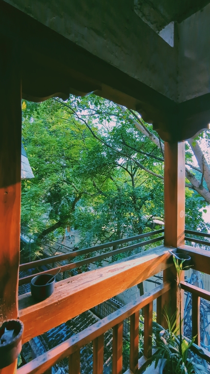 One of the balconies at AMA Cafe