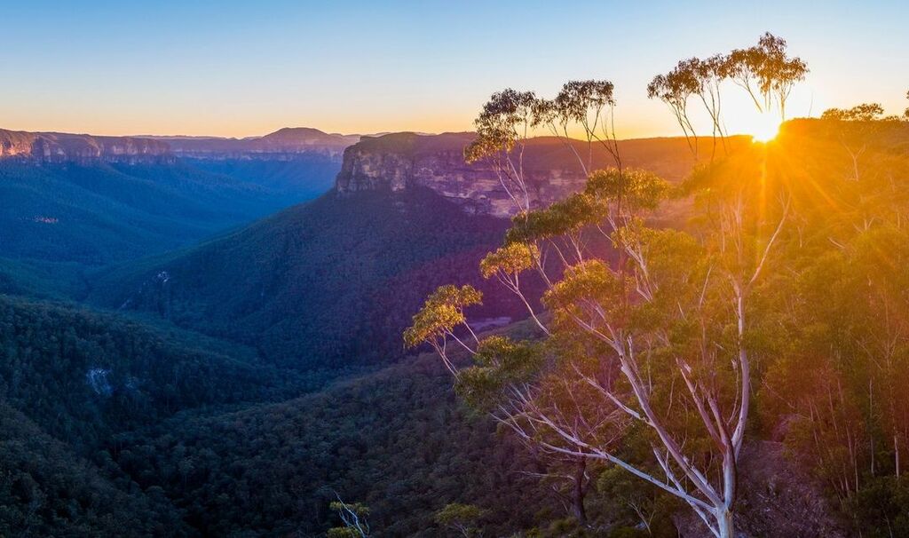 View of the sunset from the mountain