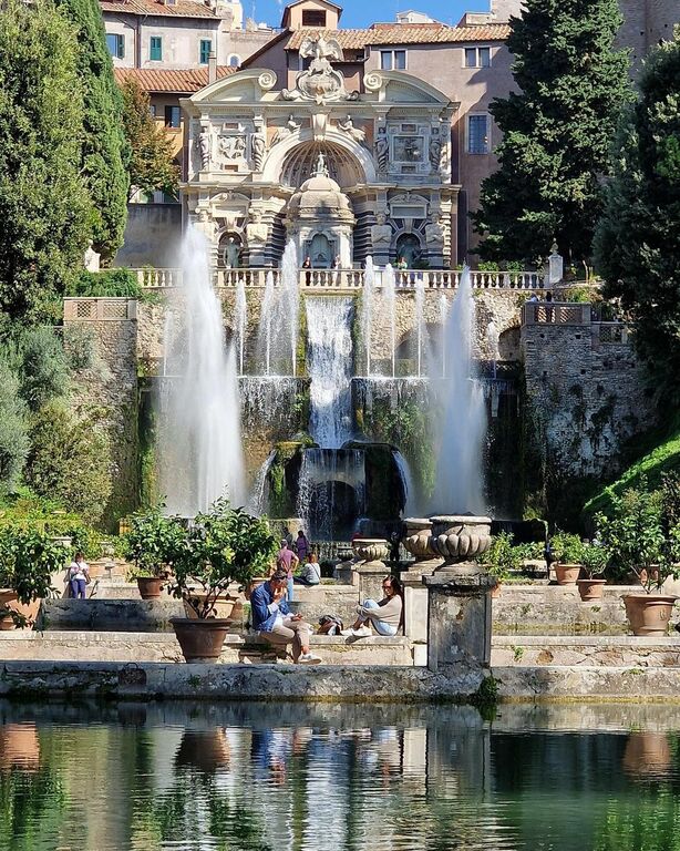 Fountains and ponds adorning the garden