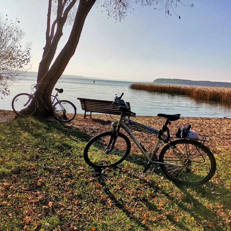Cycling along the Schamützelsee Lake