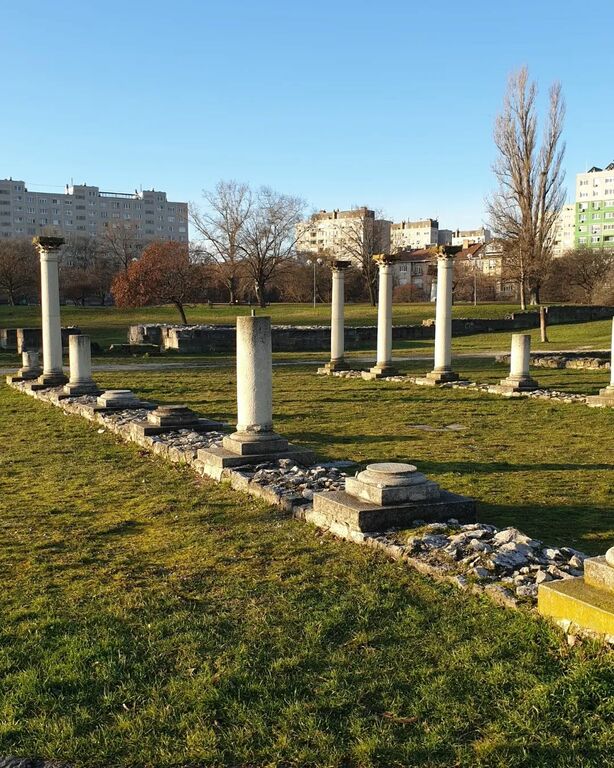 Ruins of ancient Aquincum's military camp at Flórián tér