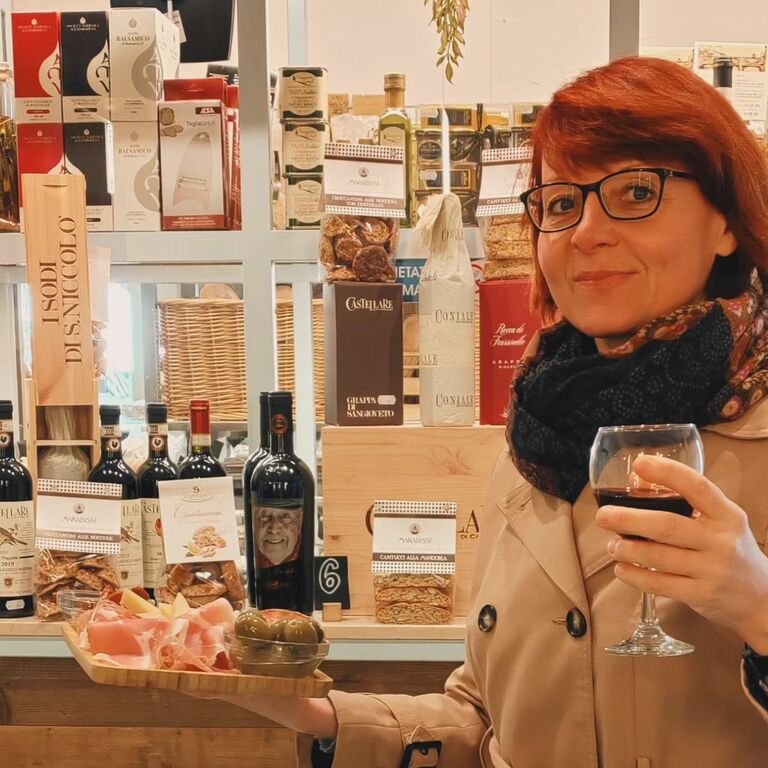 Ham, cheese, and wine
