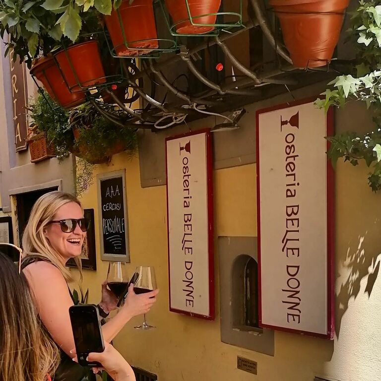 Wine windows at Osteria Belle Donne