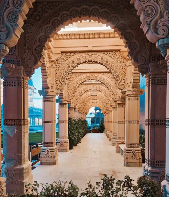 Ornate gateways in BAPS Mandir