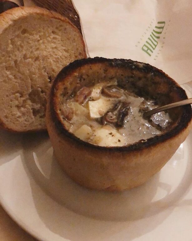 Bread bowl soup in Krakow
