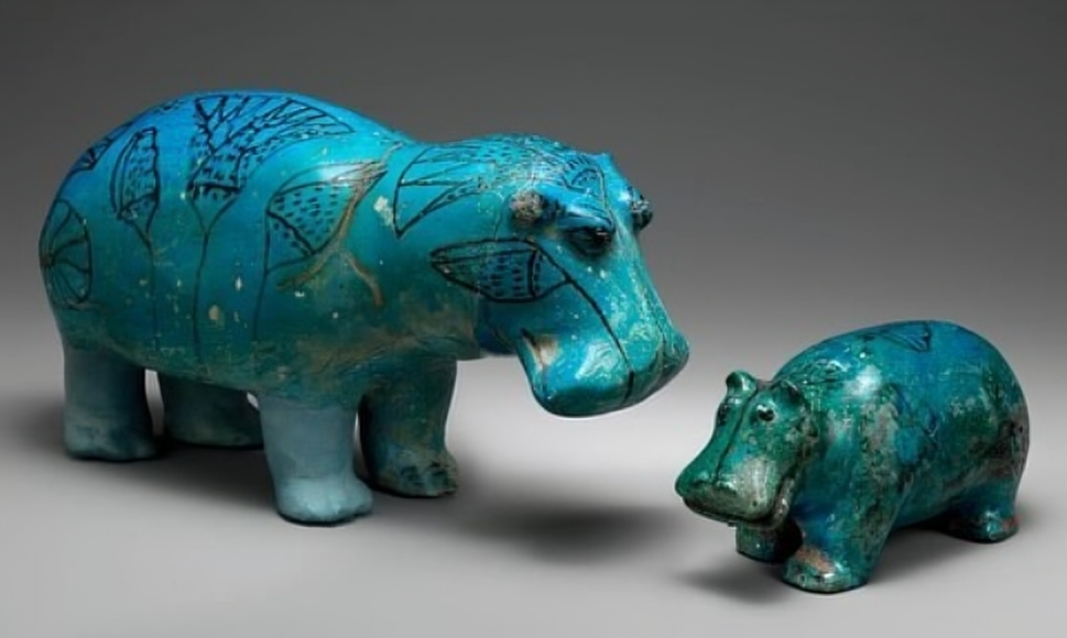 Blue faience hippo