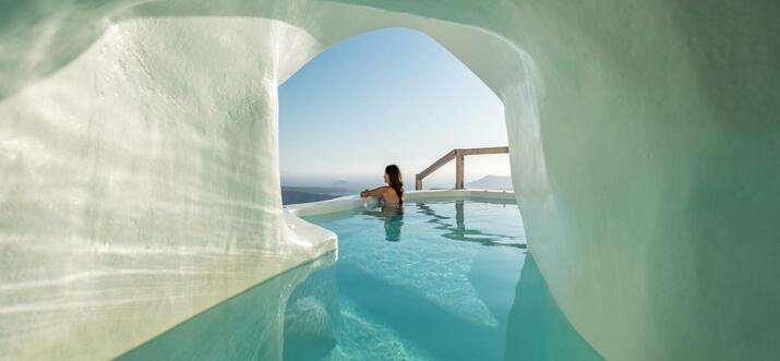 greece hotels with cave pool