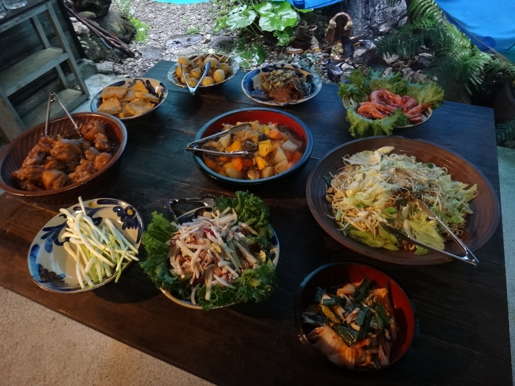 unique hotels in kunigami | dinner prepped by the owner full of traditional okinawan fare!