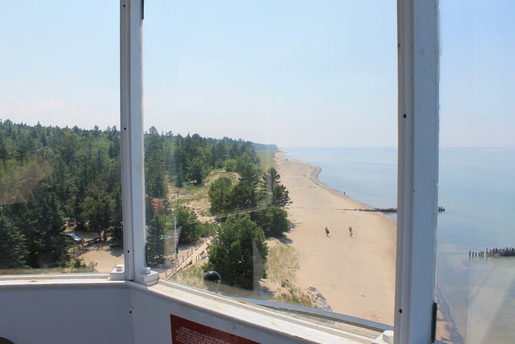 An eagle’s view from the tower, overlooking the beach and forest.