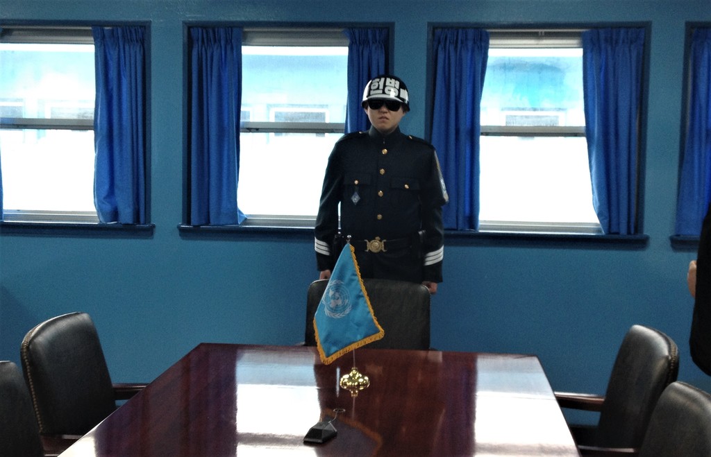 A North Korean soldier standing on the border