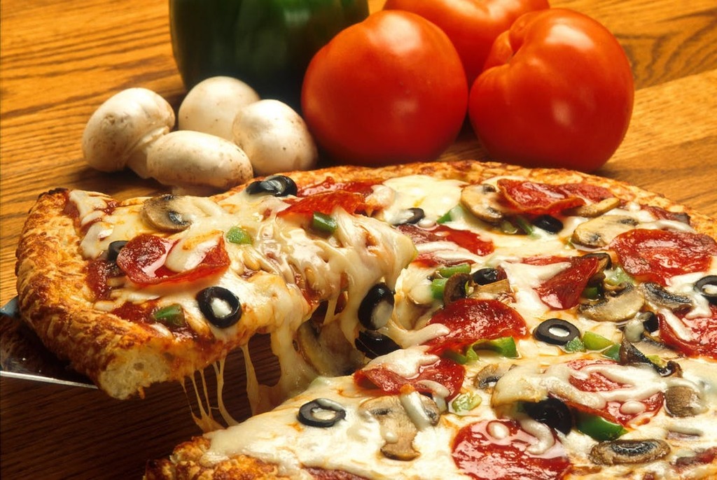 Freshly baked pizza