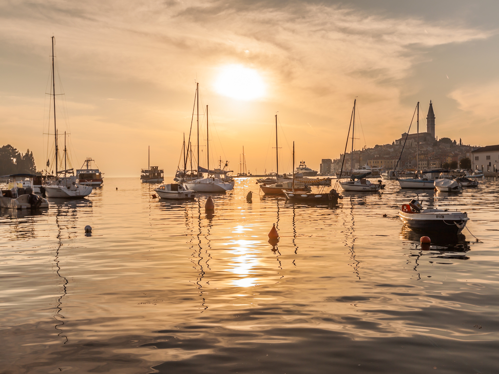 Cityscape of Rovinj at sunset