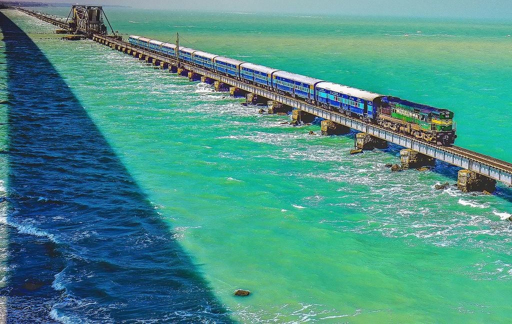 Pamban Bridge Train Passing