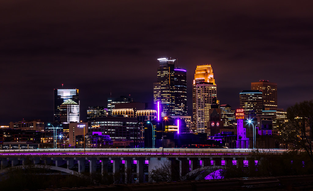 Purple Minneapolis Skyline - RIP Prince