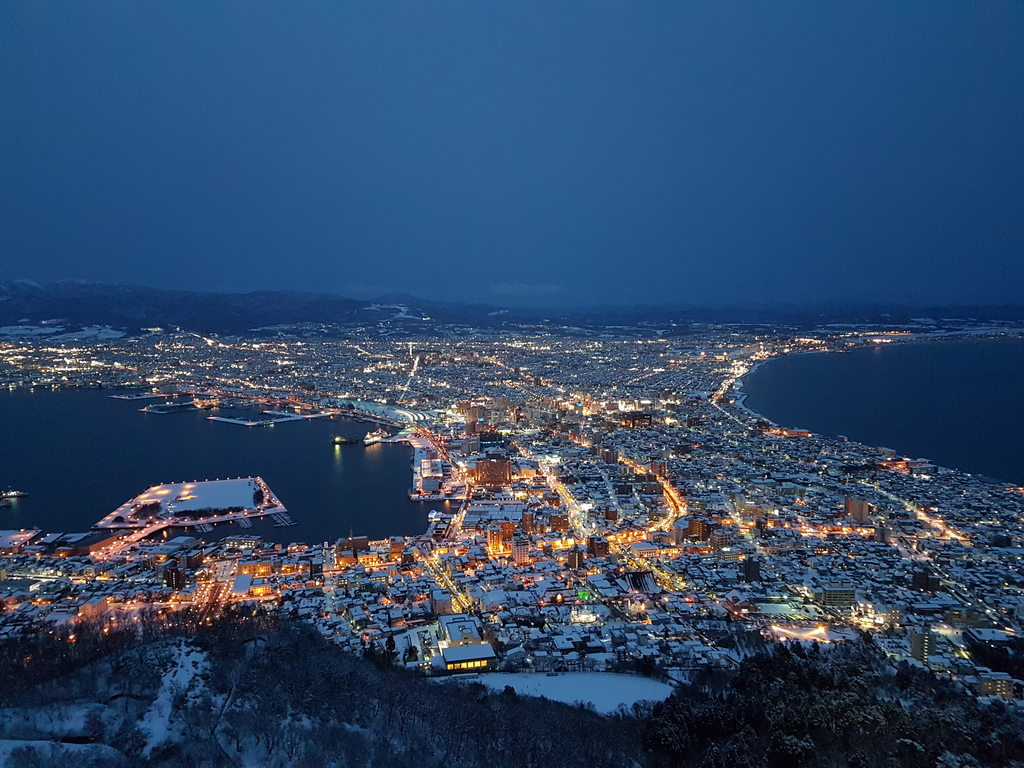 Evening view of Hakodate city from Mount Hakodate