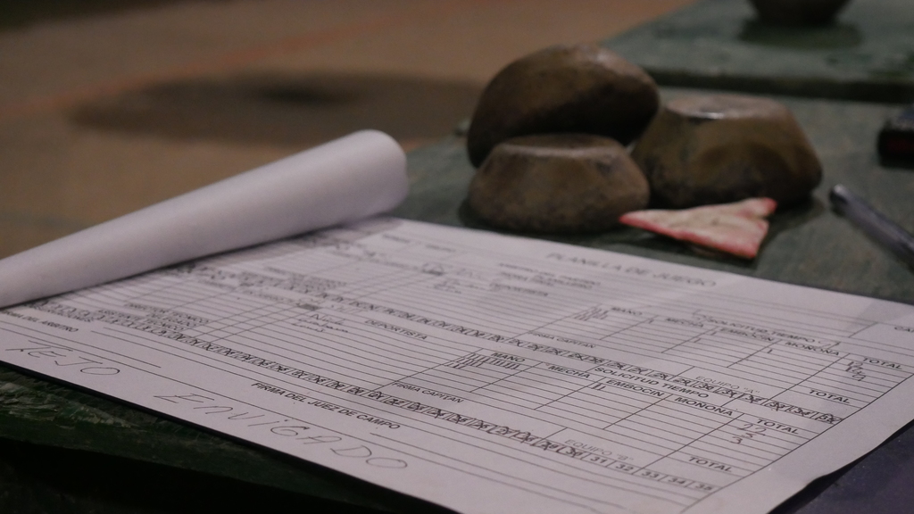The score sheet for Tejo