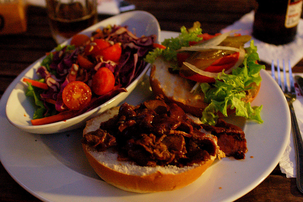 Kosher burger in a restaurant in Haifa
