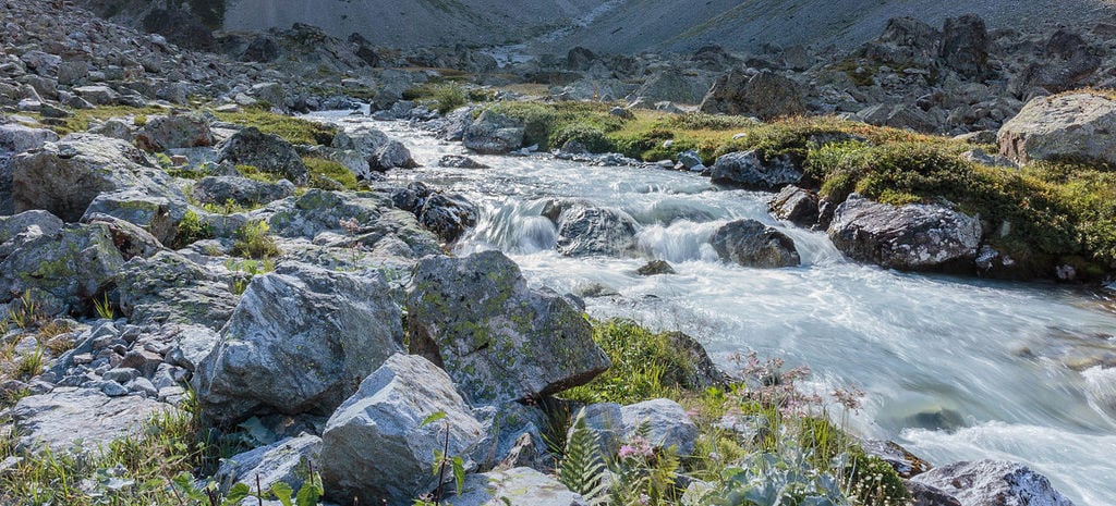 Overhead (near the source) of the Romanche in Ecrins National Park, France. 08
