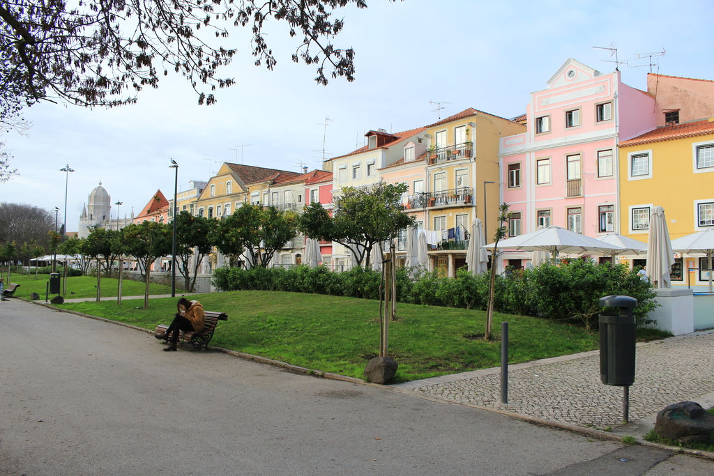 see candy-colored houses in the belem historic centre