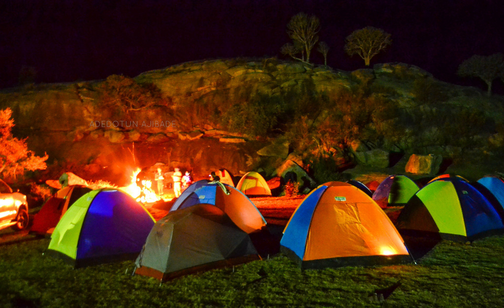 Camping at night
