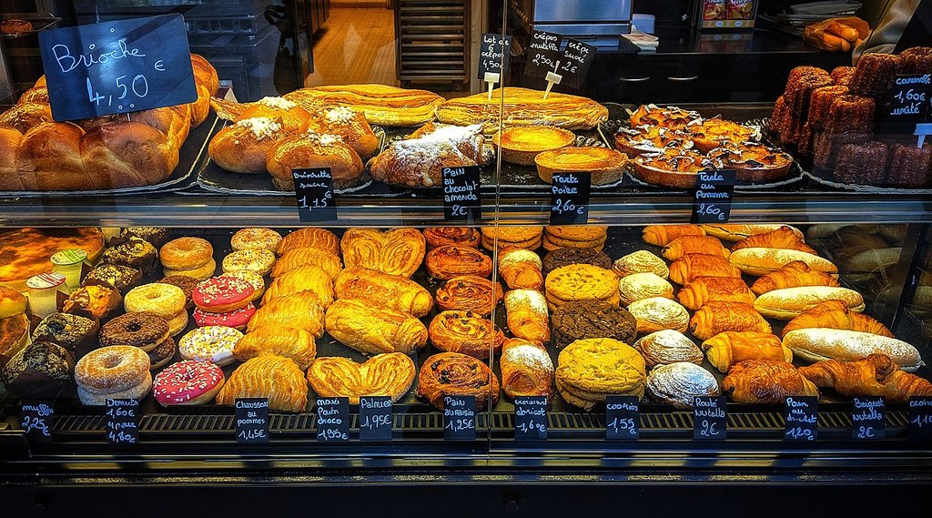 Typical French bakery pastries