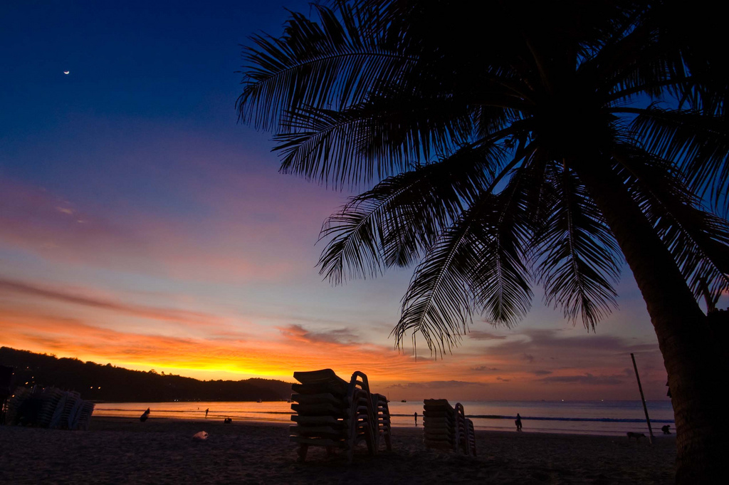 Sunset at Patong beach Phuket Thailand