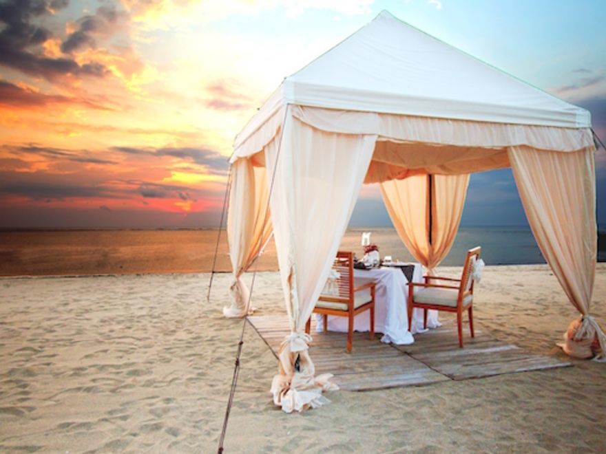 a tent for two, romantic dinner in kuta