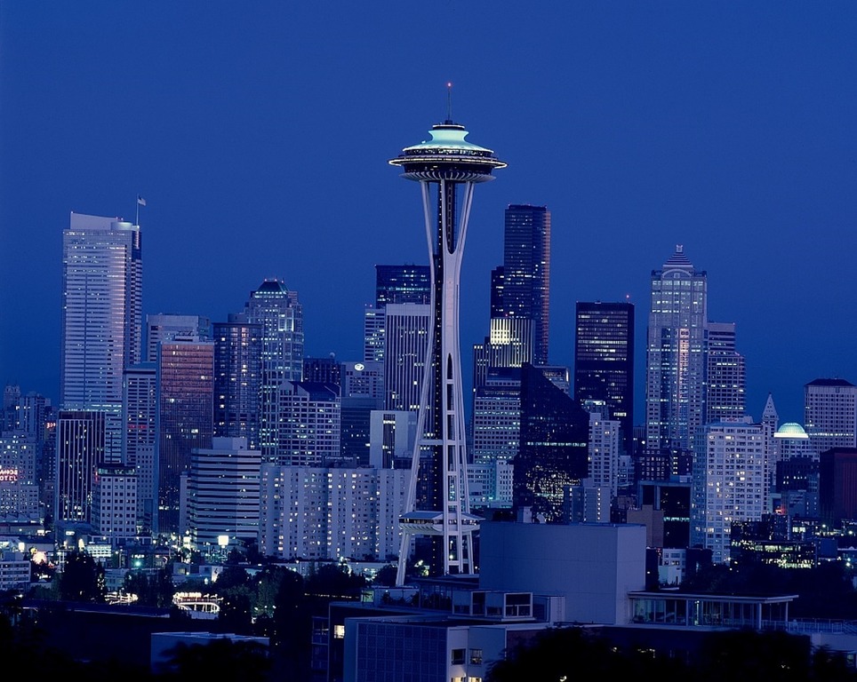 Space Needle Tower at night