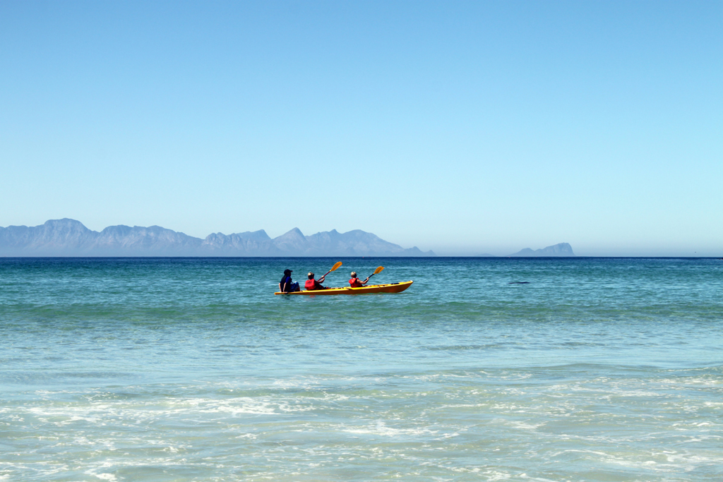 Kayaking off Fish Hoek beach, Cape Town