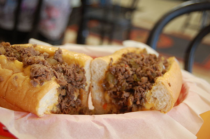 Cheesesteak sandwich at a restaurant