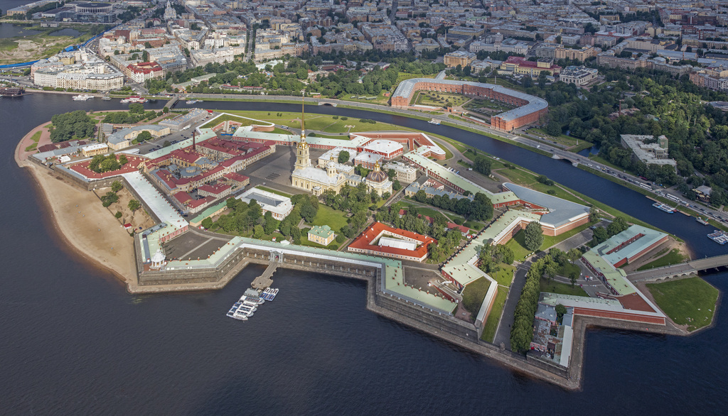 Peter and Paul Fortress from above, St. Petersburg, Russia
