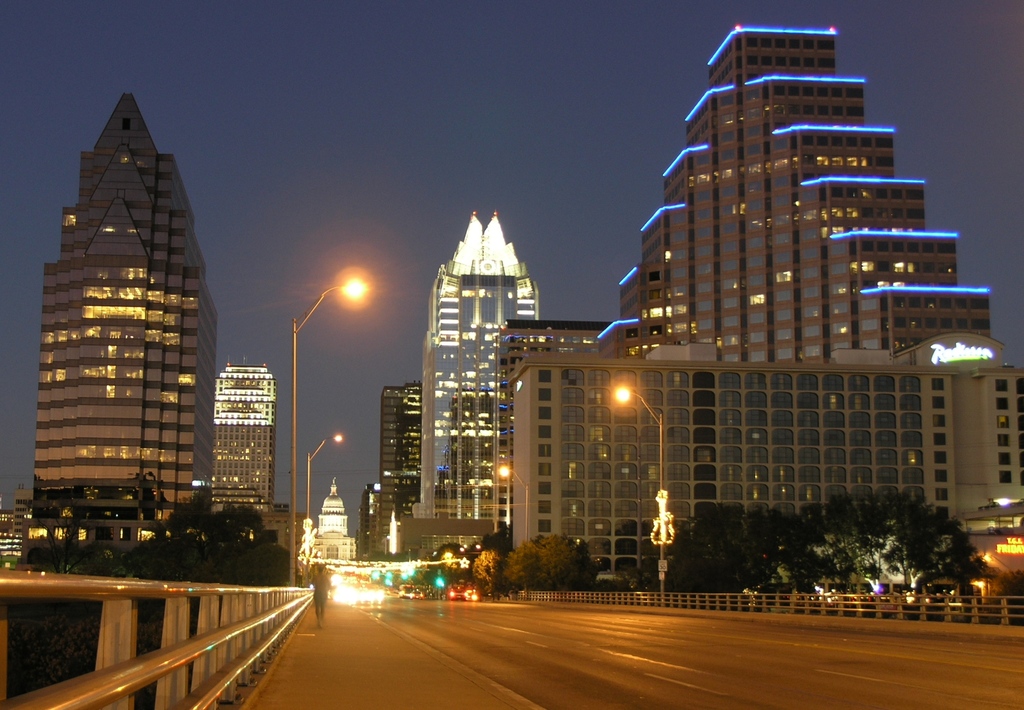 Austin from Congress Bridge-at night