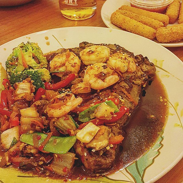 Seared Ribeye and Garlic Shrimp