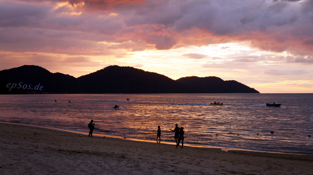 Romantic sunset at the beach in Malaysia