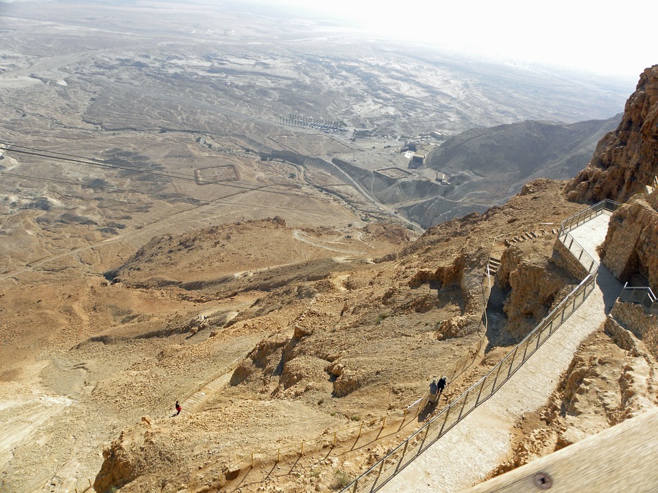 An aerial view of Masada National Park
