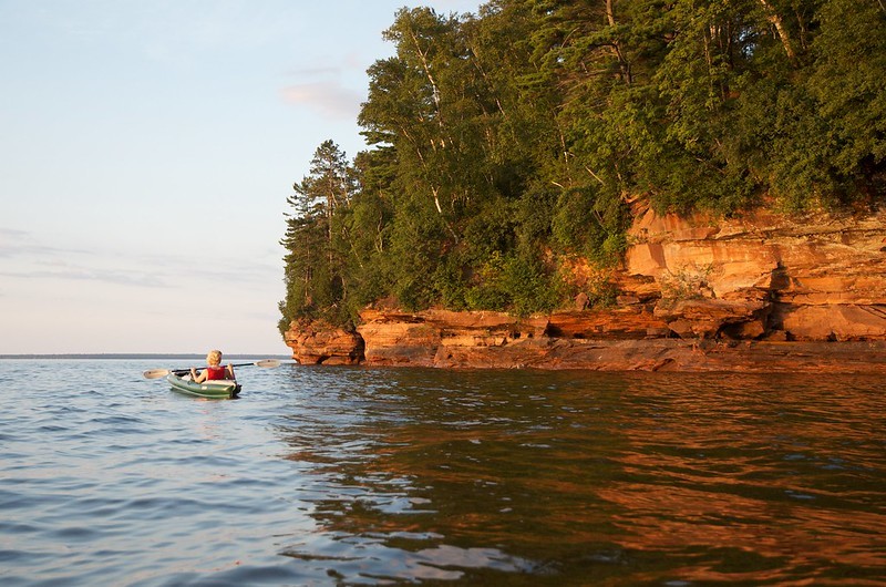 Sea kayaking along Apostle Islands National Lakeshore