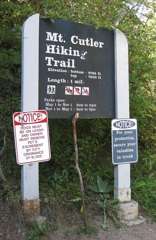 Mt. Cutler Hiking Trail sign