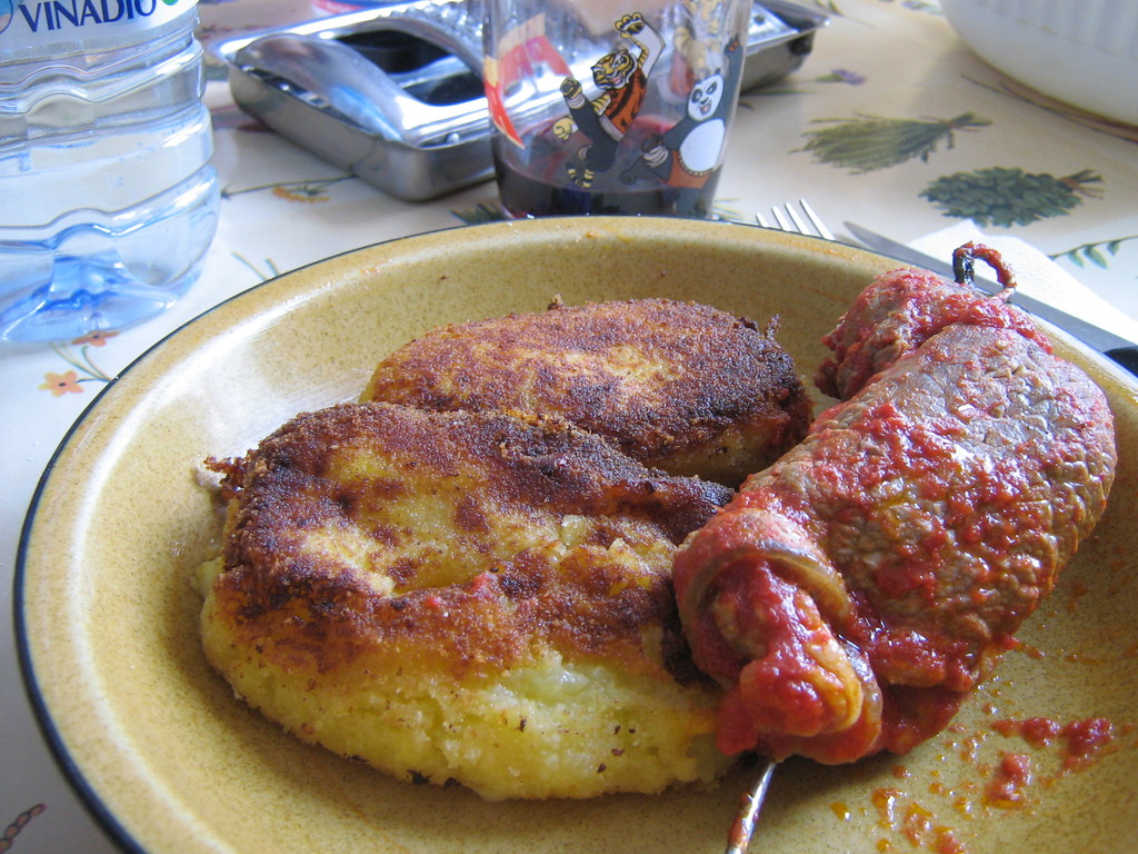 Braciola con crocchè di patate