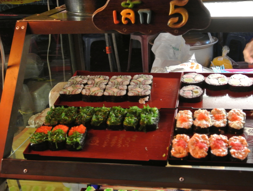 Cheap stand sushi in Hat Yai Thailand