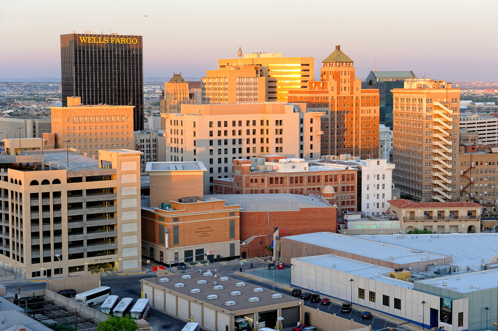 Downtown El Paso at sunset
