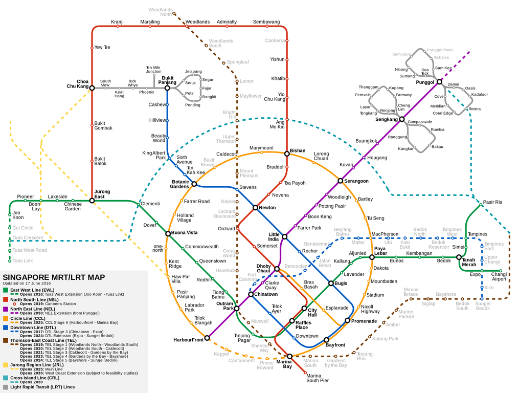 Singapore MRT & LRT System Map