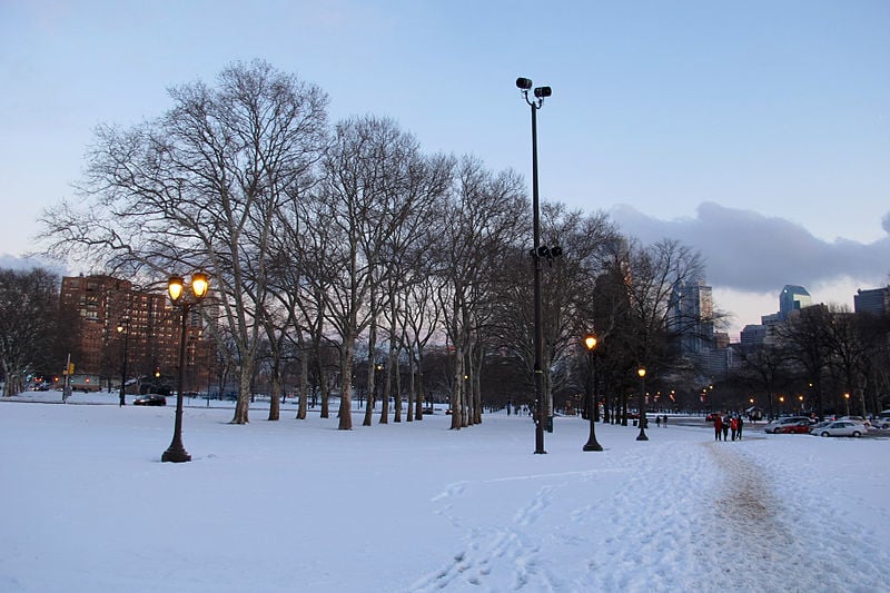 Philadelphia, eakins oval con la neve