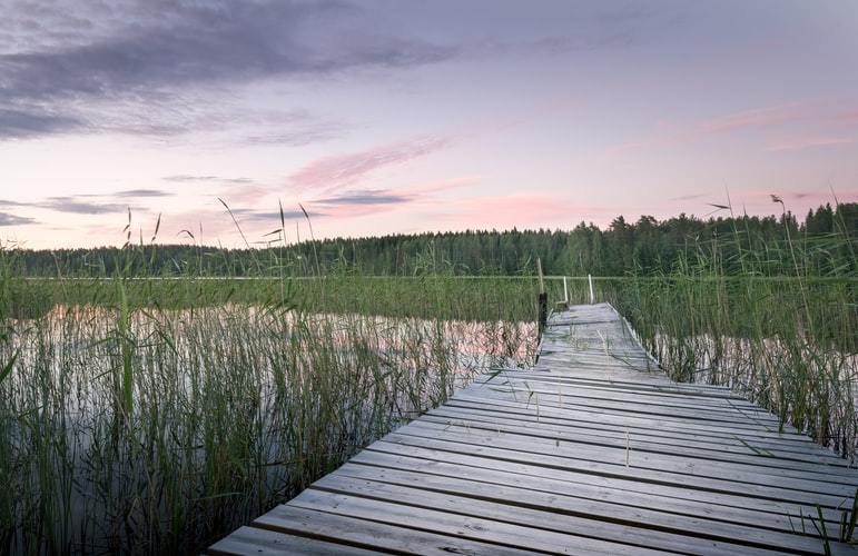 Lake with bridge