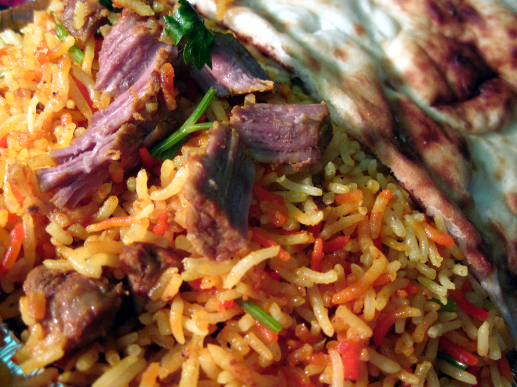 Mutton biryani made with lamb