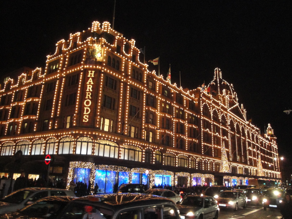 Harrods department store at night in November 2011