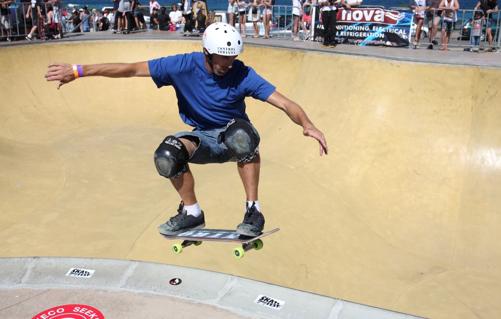 Skate boarder performing a trick