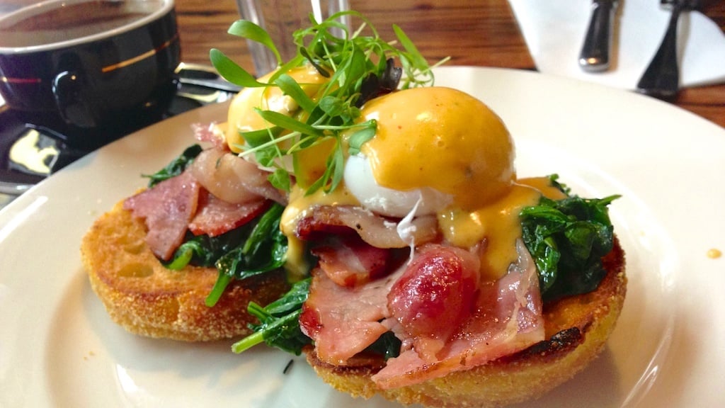 Eggs Benedict at Dukes Coffee Roasters in Windsor