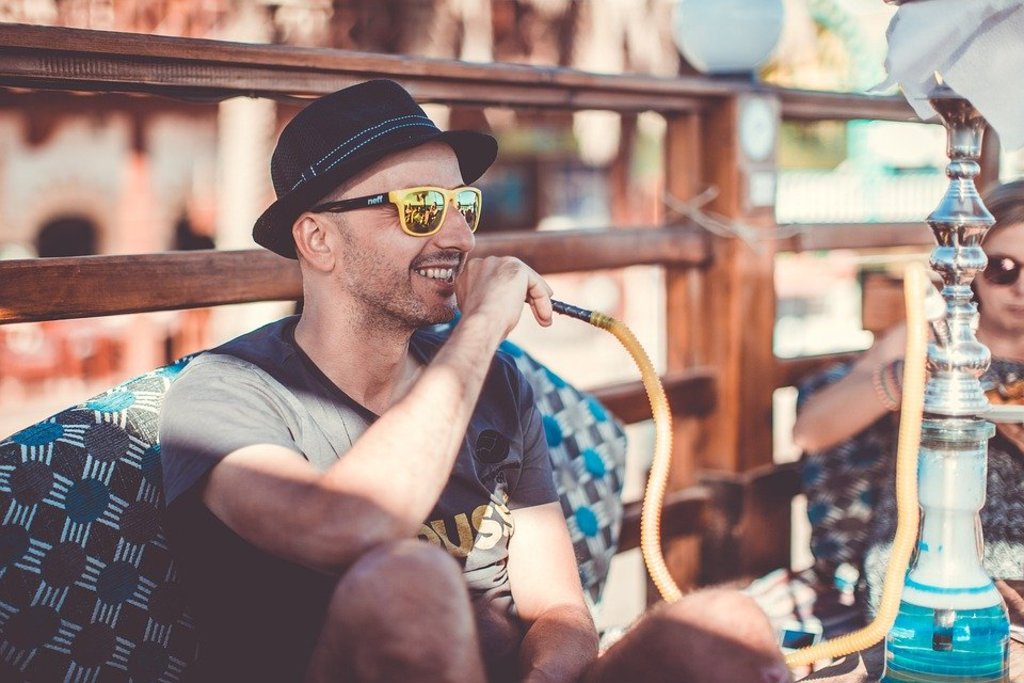 Man smoking shisha